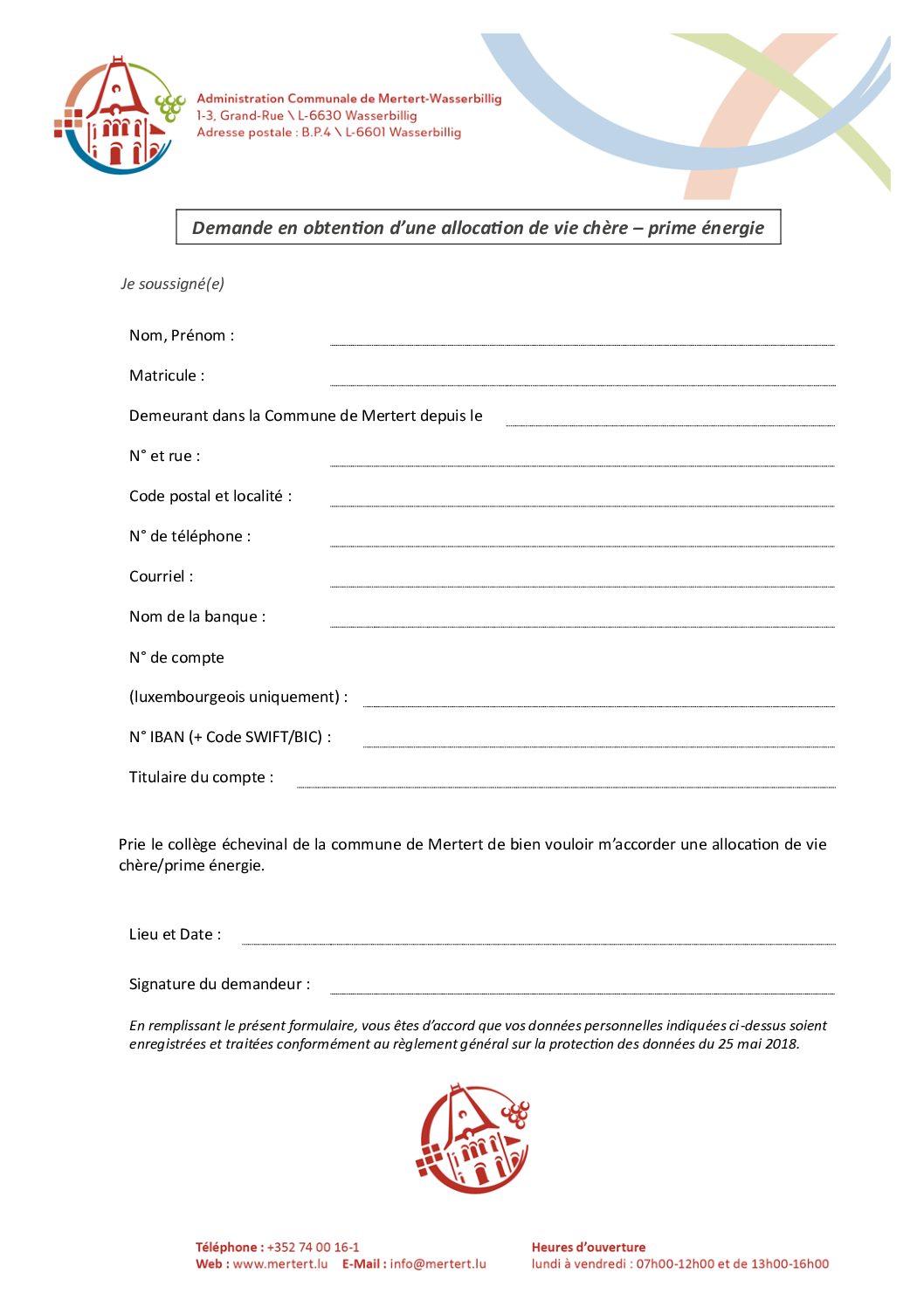 Demande allocation de vie chère - prime énergie