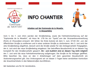 Info Chantier - Travaux sur l'Esplanade de la Moselle à Wasserbillig