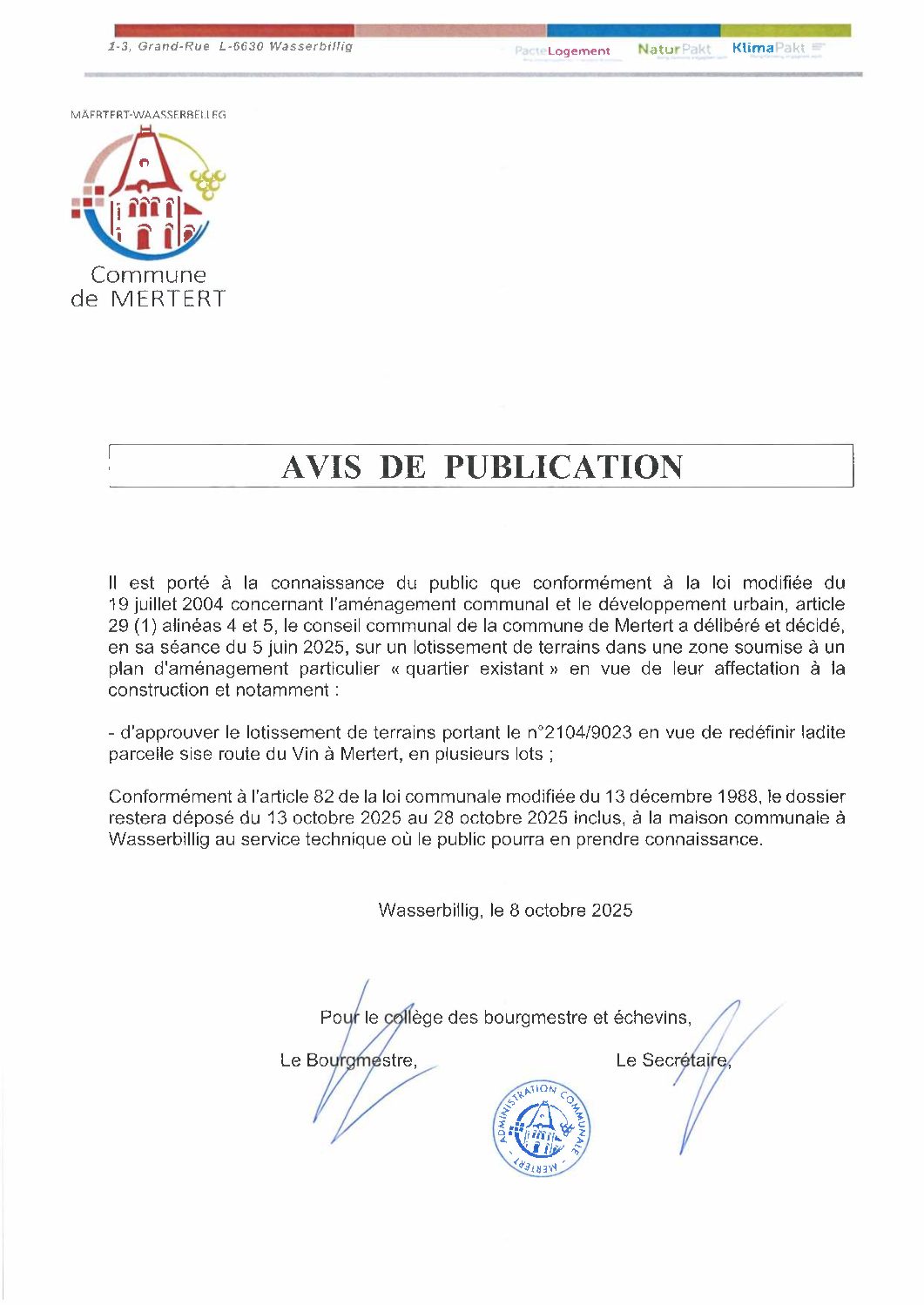 20251008 Avis de publication_LOT route du Vin ME