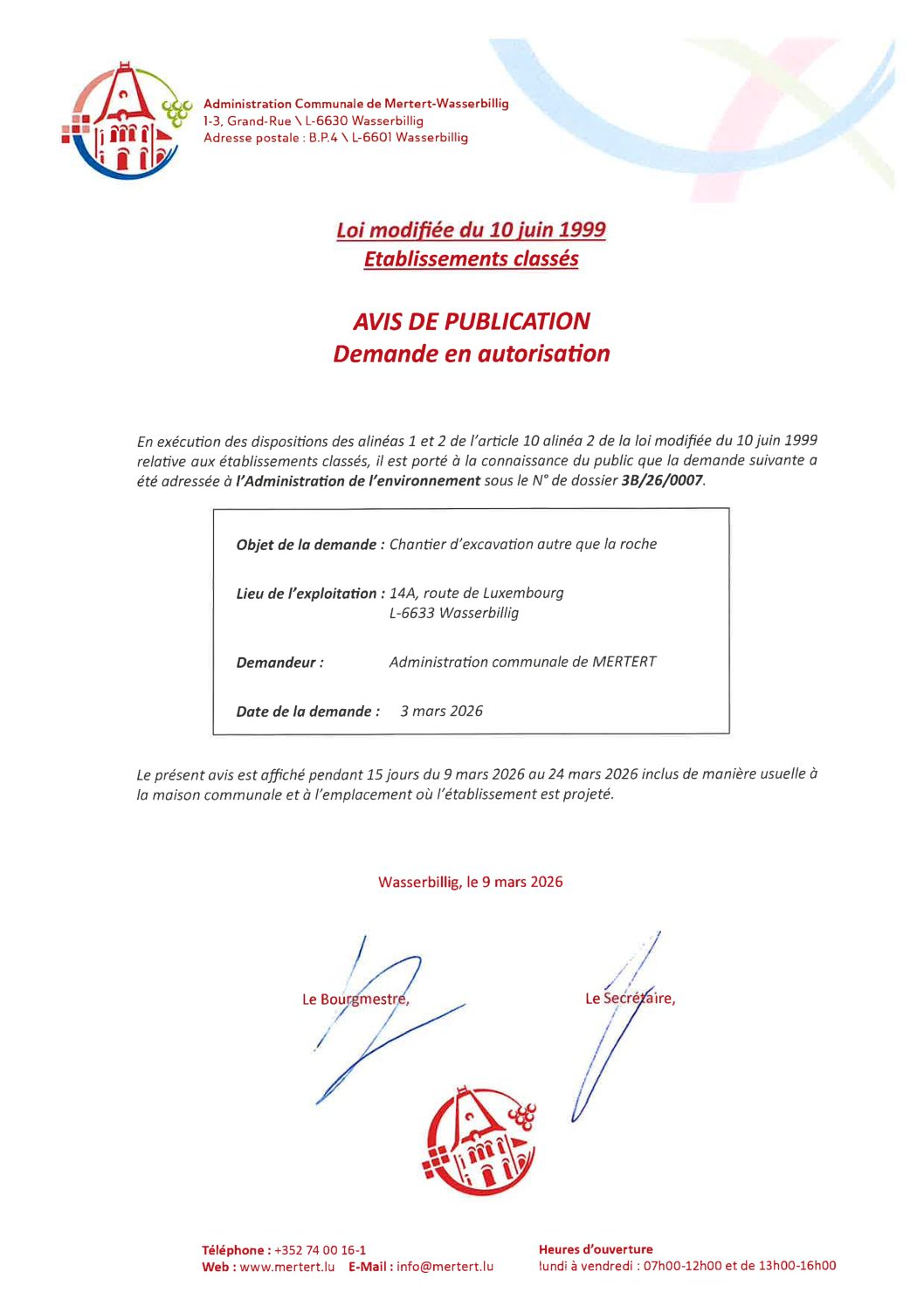 Avis de publication_Chantier 14A, rte de Luxembourg