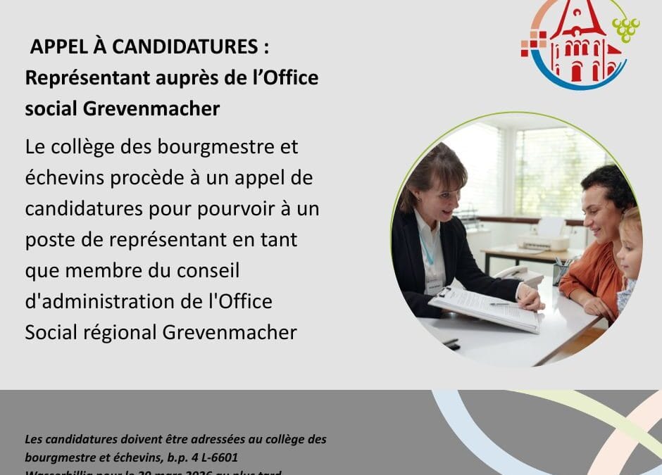 Appel à candidatures : Poste de représentant auprès de l’Office Social Grevenmacher