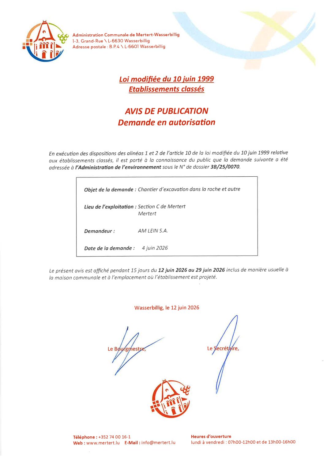 Avis de publication_Chantier d'excavation dans la roche et autre