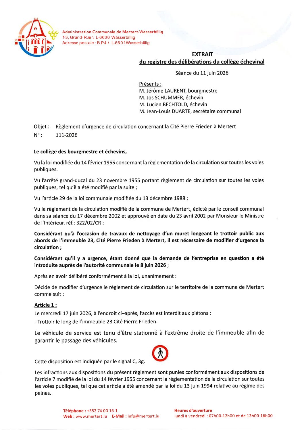 Règ_d'urg. de circ. concernant la Cité Pierre Frieden à Mertert_111-2026