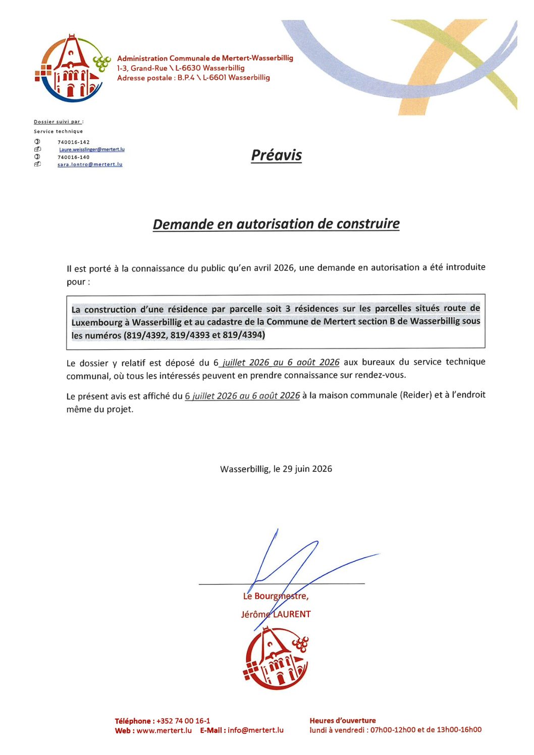 Préavis 26.07-06.08.26