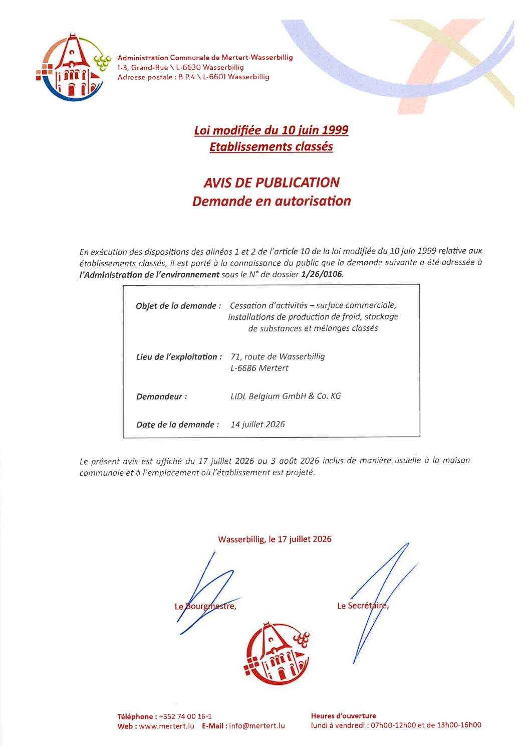 Avis de publication_Cessation d'activités Lidl_1.26.0106
