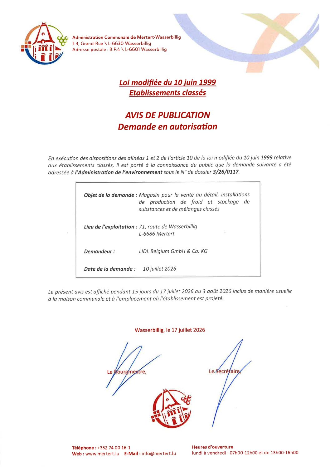 Avis de publication_Magasin pour la vente Lidl_3.26.0117