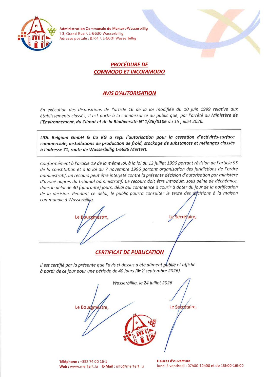 Procédure de Commodo et Incommodo_LIDL Belgium GmbH & Co KG