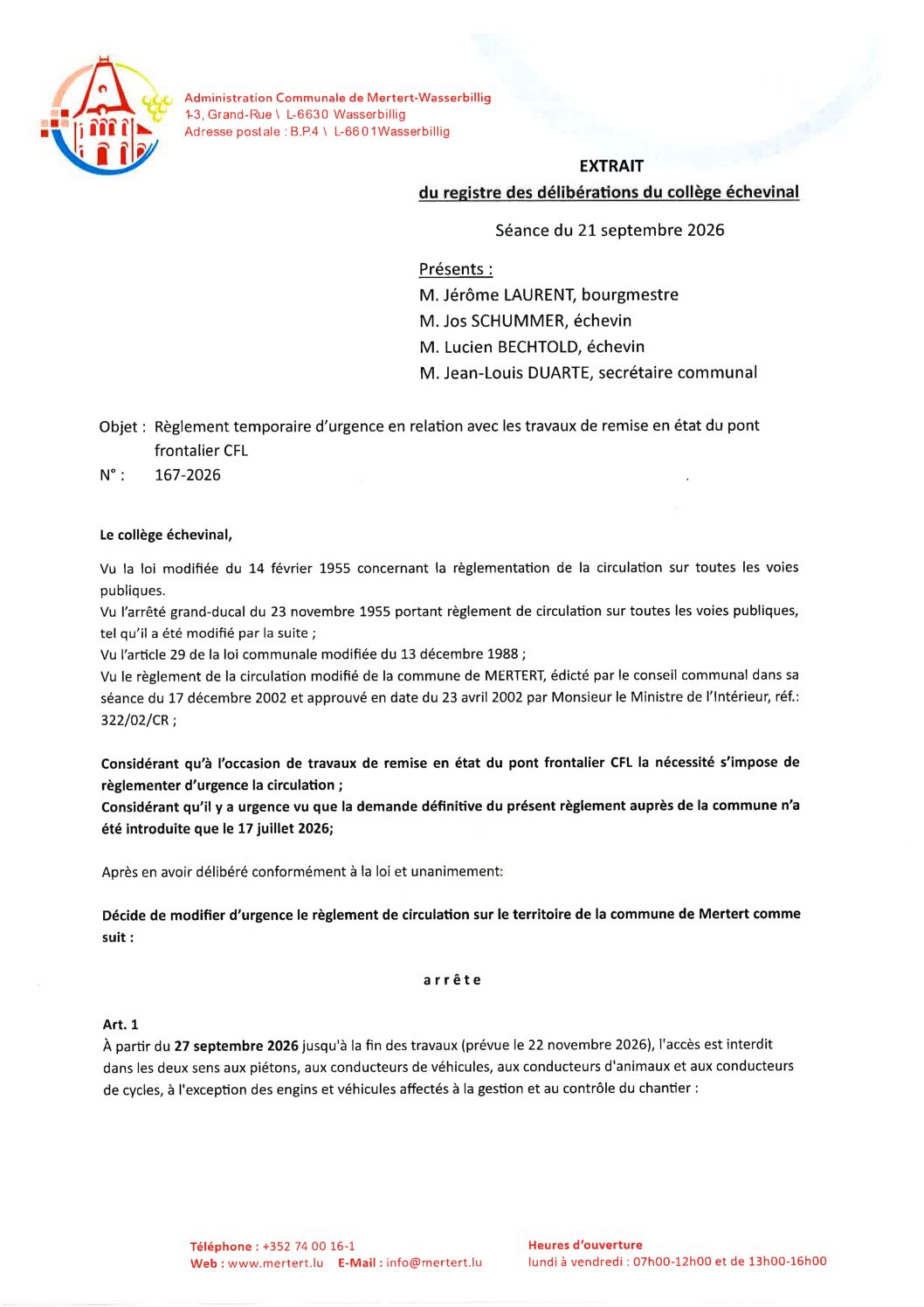 Règ_temp. d'urg. en relation avec les travaux de remise en état du pont frontalier CFL_167-2026
